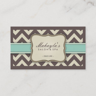 Elegant Chevron Modern Brown, Green and Beige Business Card
