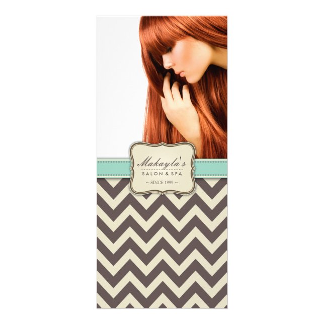 Elegant Chevron Modern Brown, Green and Beige Rack Card (Front)