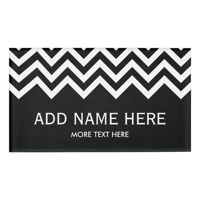 Elegant chevron pattern magnetic name tag badge (Front)