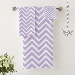 Elegant Chevron Pattern on Grey and White Bath Towel Set