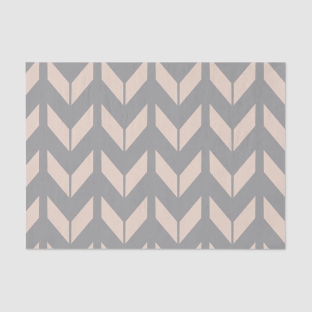 Elegant Chevron Pink and Grey Tissue Paper (Front)