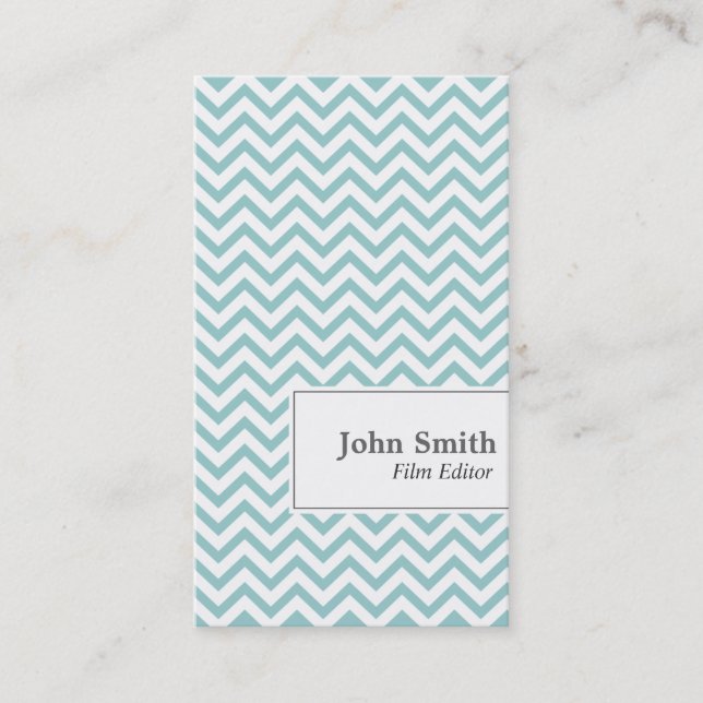 Elegant Chevron Stripes Film Editor Business Card (Front)