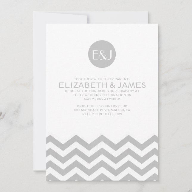 Elegant Chevron Wedding Invitations (Front)