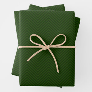 Elegant Chevron Zigzag Dark Forest Green Christmas Wrapping Paper Sheet