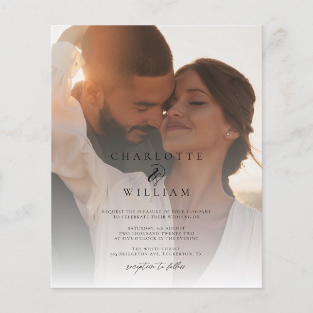 Elegant Chic 2 Photo Budget Wedding Invitation (Front)