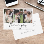 Elegant Chic 3 Wedding Photos Script Thank You Card<br><div class="desc">Perfect for expressing gratitude to your guests, the card can be customised with your heartfelt message, allowing you to share a piece of your joyous celebration while conveying your appreciation. Whether you opt for romantic sunset shots, a candid laugh, or a classic poses, this thank you card serves as a...</div>
