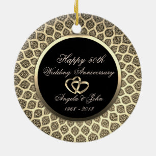 Elegant Chic  50th Wedding Anniversary Ceramic Tree Decoration