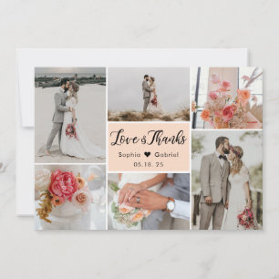 Elegant Chic 6 Photo Collage Wedding Thank You Card