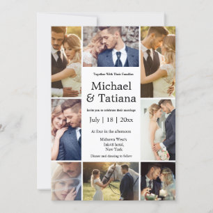 elegant chic 8 photo minimalist wedding invitation