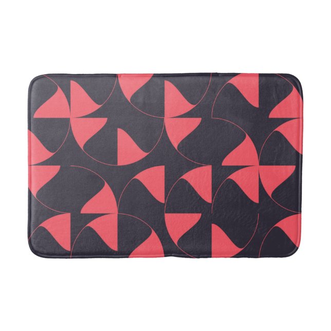 Elegant, chic, abstract circular geometric flowers bath mat (Front)