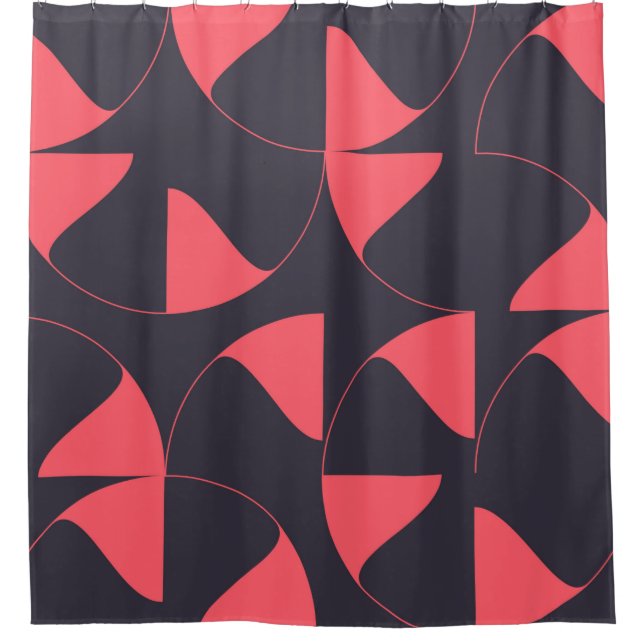 Elegant, chic, abstract circular geometric flowers shower curtain (Front)