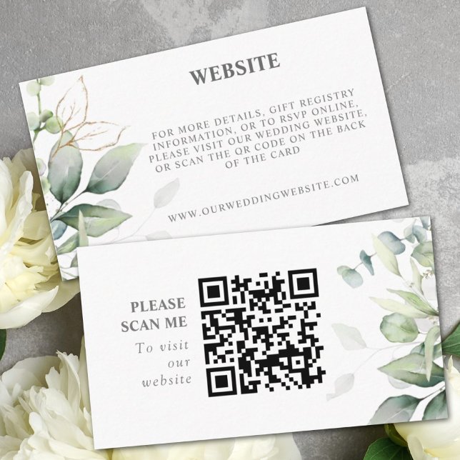 Elegant chic airy eucalyptus QR Code website Enclosure Card (Creator Uploaded)