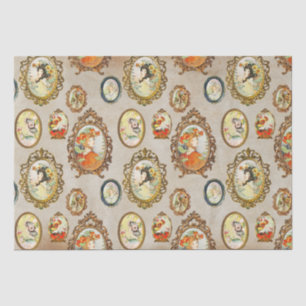 Elegant Chic Art Nouveau Girls Ornate Frames Kraft Tissue Paper