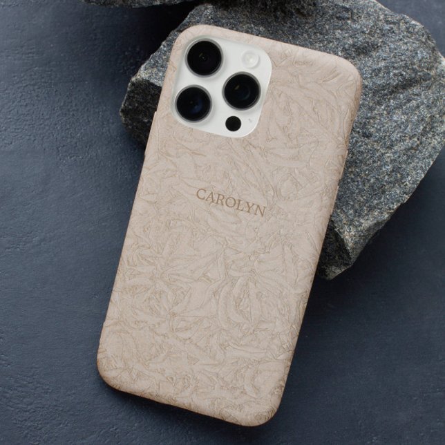 Elegant Chic Beige Motif Embossing Texture Custom Case-Mate iPhone Case (Creator Uploaded)
