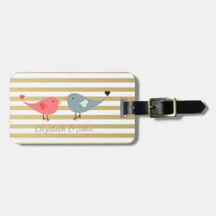 Elegant Chic Birds On Stripes Luggage Tag