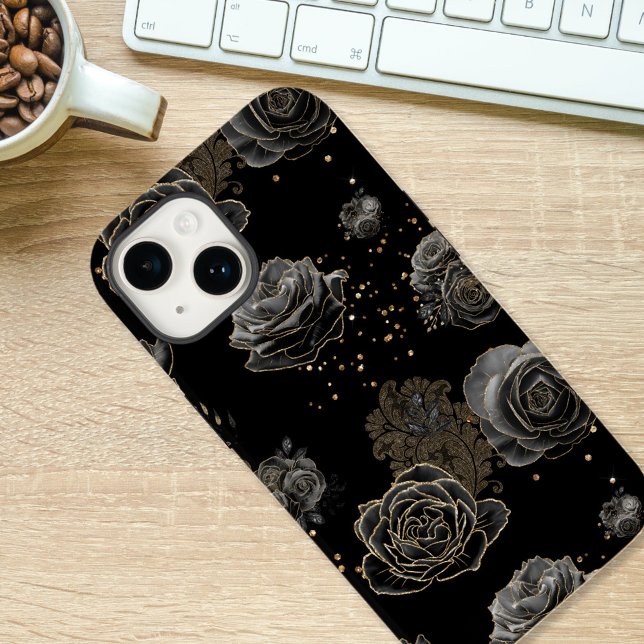 Elegant Chic Black and Gold Glitter Pattern Case-Mate iPhone Case (Creator Uploaded)