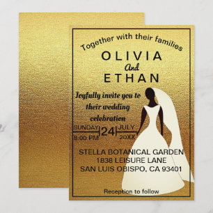 Elegant chic black and gold Wedding Invitation