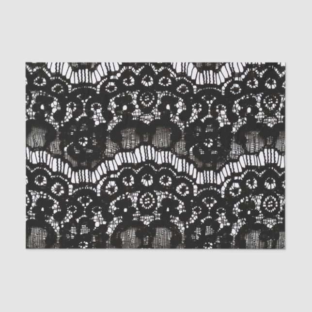 Elegant chic black and white french floral lace tissue paper (Front)