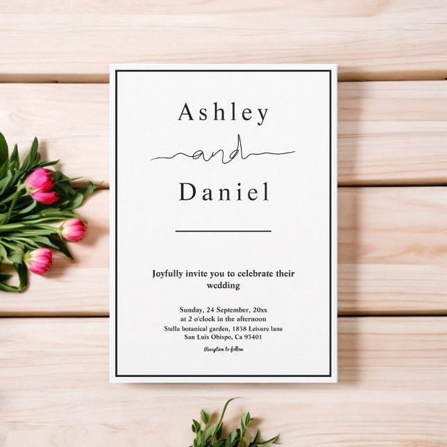 Elegant Chic Black And White Modern Wedding Invitation (Creator Uploaded)