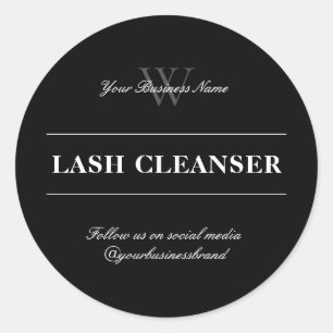 Elegant Chic Black And White Monogram Lash Beauty Classic Round Sticker