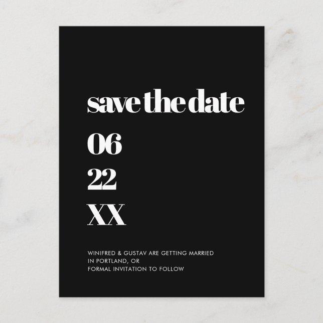 Elegant & chic Black and white Save the date Postcard (Front)