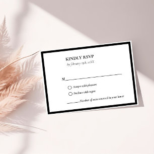 Elegant & Chic Black and White wedding RSVP Card
