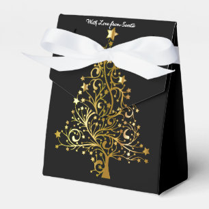 Elegant Chic Black Gold Christmas Tree Favour Box