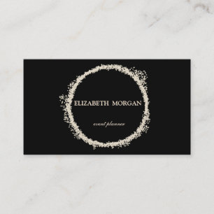 Elegant Chic Black Gold Confetti Circle Business Card