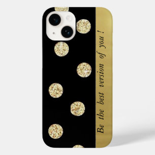 Elegant Chic Black Gold Dots-Motivational Message  Case-Mate iPhone 14 Case