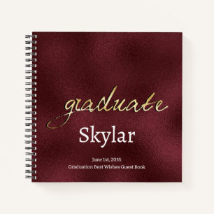 Elegant Chic Black Gold Graduation Guest Notebook