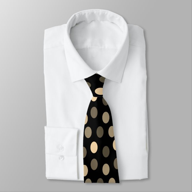 Elegant Chic Black Gold Grey Minimalist Geometric Tie (Tied)