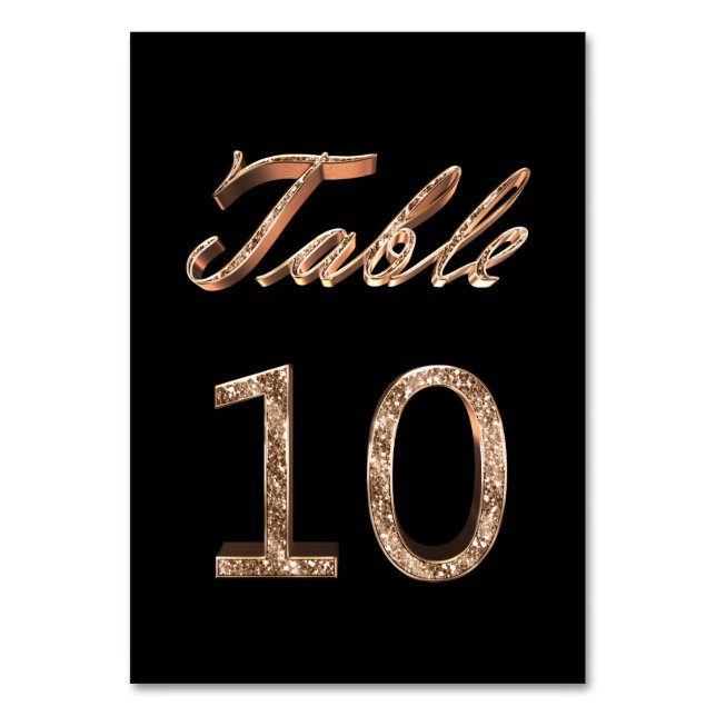 Elegant Chic Black Gold Party Table Number 10 (Front)