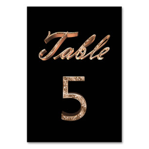 Elegant Chic Black Gold Party Table Number 5