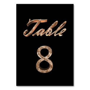 Elegant Chic Black Gold Party Table Number 8