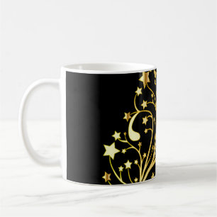 Elegant Chic Black Gold Stars Stylish Party Mug