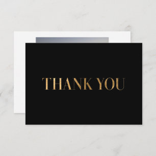Elegant Chic Black Gold Thank You Photo Card