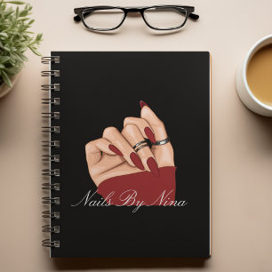 Elegant Chic Black & Red Nail Salon Appointments Notebook