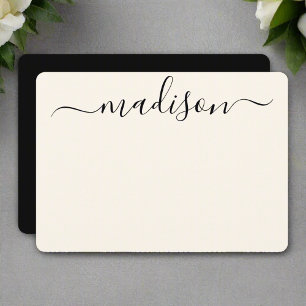 Elegant Chic Black Typography Calligraphy Name Card