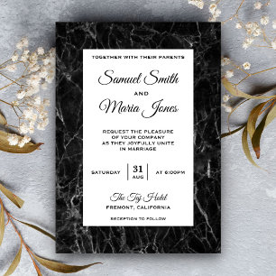 Elegant Chic Black White Marble Wedding Invitation
