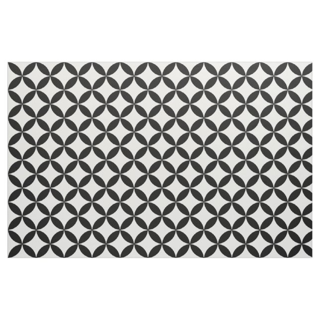 Elegant Chic Black White Retro Mod Circles Pattern Fabric (Fat Quarter)