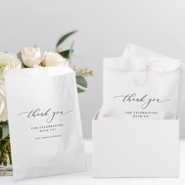 Elegant Chic Black & White Wedding Favour Bags (Elegant Wedding Favors - Thank You Favor Bags - Modern Wedding Favors)
