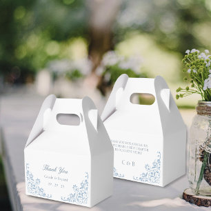 Elegant Chic Blue and White Wedding Thank You Favour Box