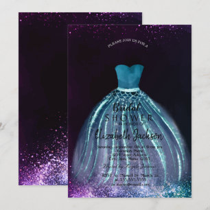 Elegant Chic Blue Dress, Bridal Shower Invitation