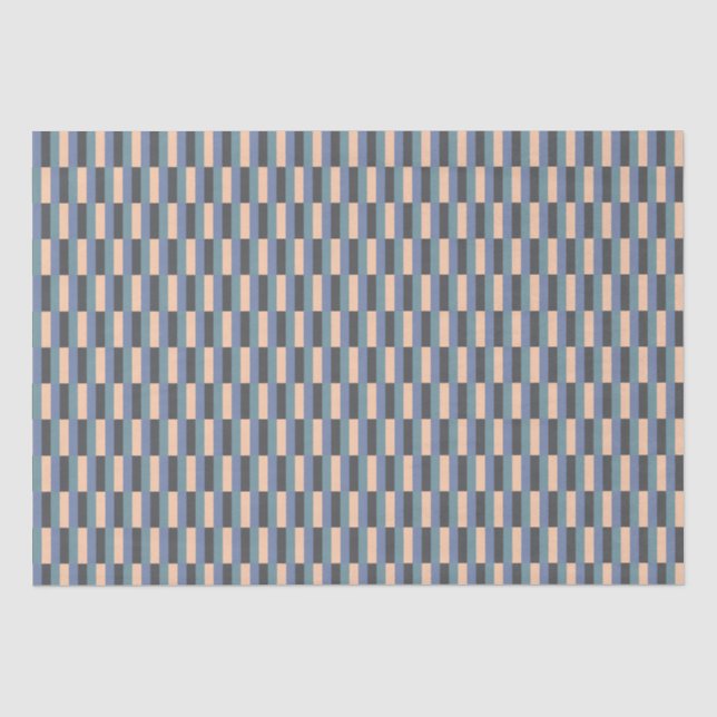 Elegant Chic Blue Hues and Peach Geometric Pattern Tissue Paper (Front)