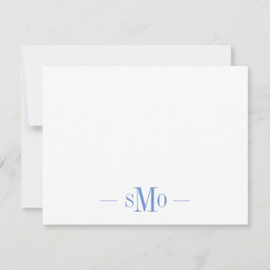 Elegant Chic Blue Monogram 3 Initials  Card