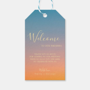 Elegant Chic Blue Orange Sunset Modern Wedding Gift Tags