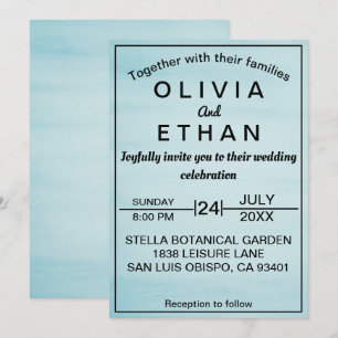 Elegant chic blue sky Wedding Invitation