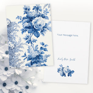 Elegant Chic Blue Vintage Roses Card
