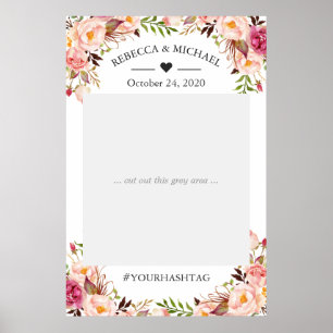 Elegant Chic Blush Pink Floral Wedding  Photo Prop Poster