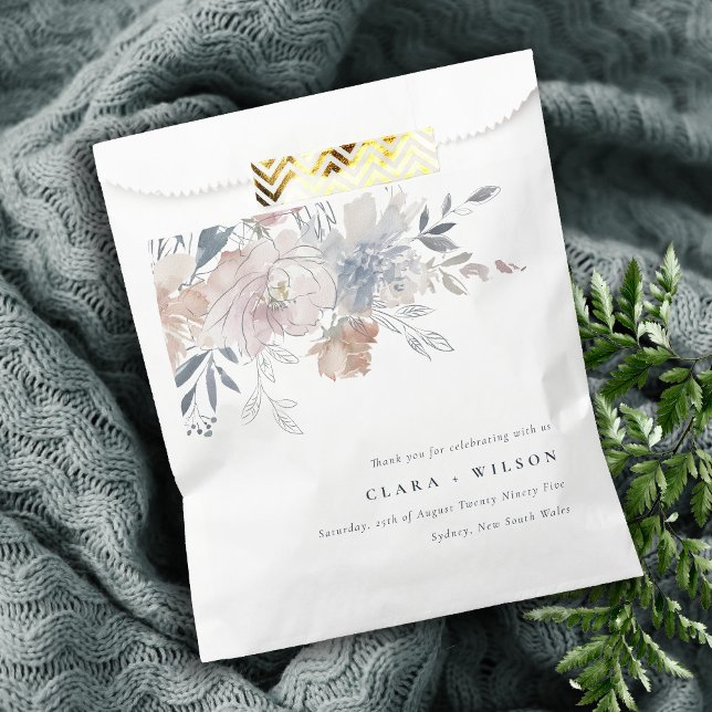Elegant Chic Blush Watercolor Floral Wedding Favour Bags (Creator Uploaded)